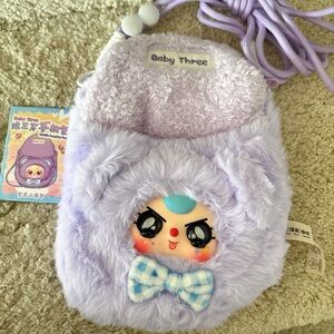 Baby three mobile cross bag Cute Purple Plush Crossbody Bag